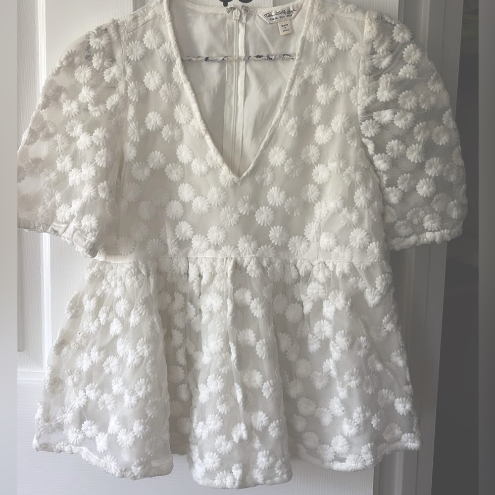 Beautiful miss selfridge floral chiffon white top small